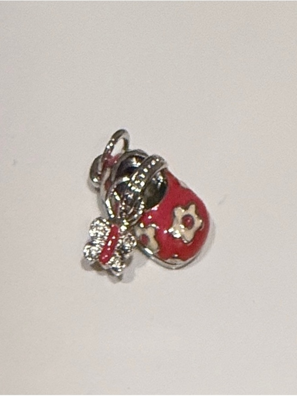 Red Enamel Baby Shoe Charm Bracelet Pendant